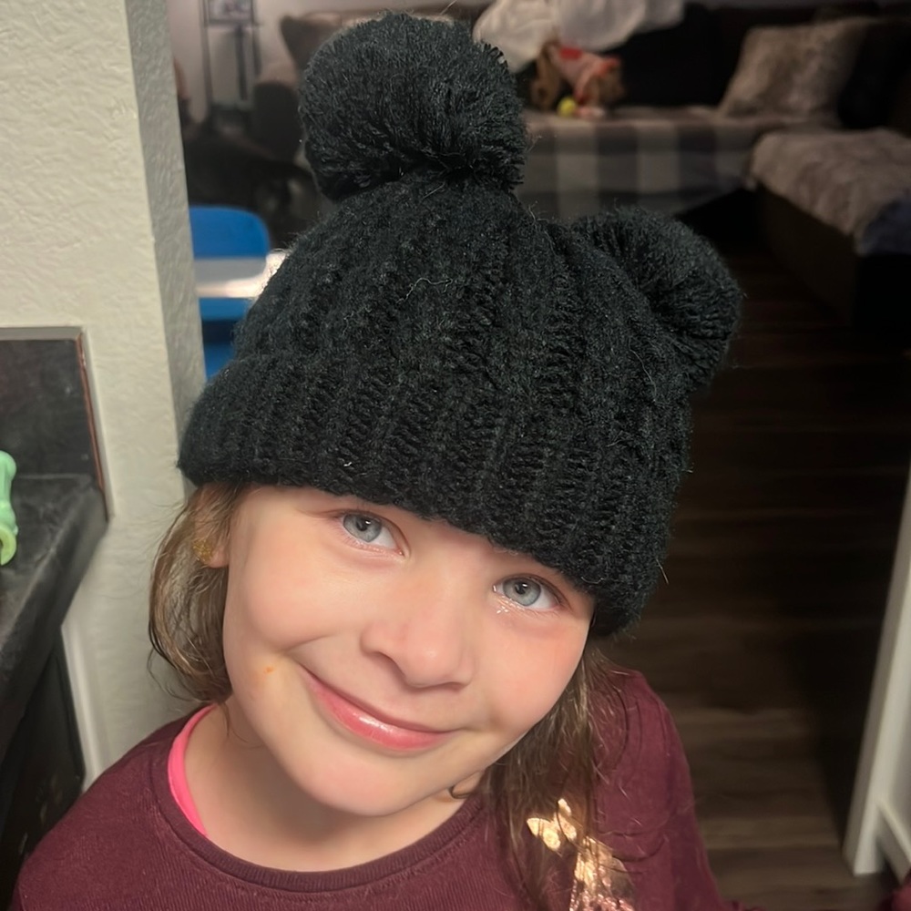 C.C kids black knit beanie perfect for winter and snow